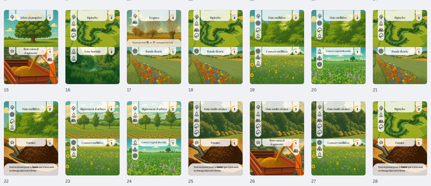 Cartes arbres et couverts